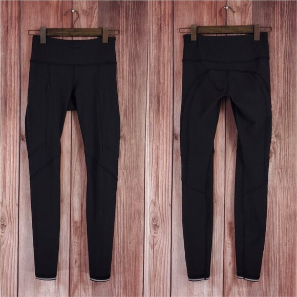 Lululemon Womens Size 4 Black Leggings Athletic Athleisure - Picture 2 of 16